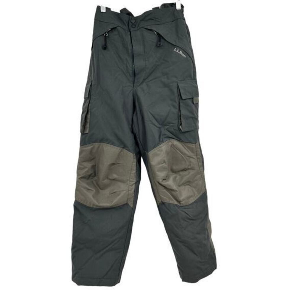 LL Bean Boys large 14-16 Black Insulated Ski Snowboard Elastic Waist Cargo Pants